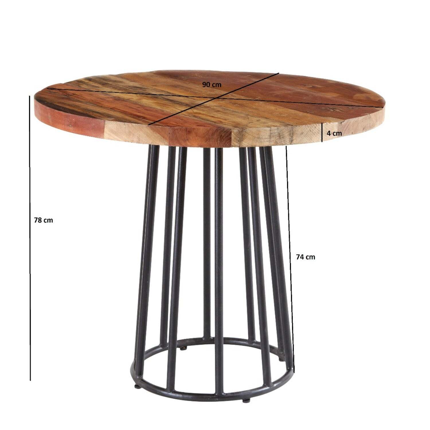 Reclaimed Boat Wooden Small Square Dining Table Set With 4 Chairs - Multicolour