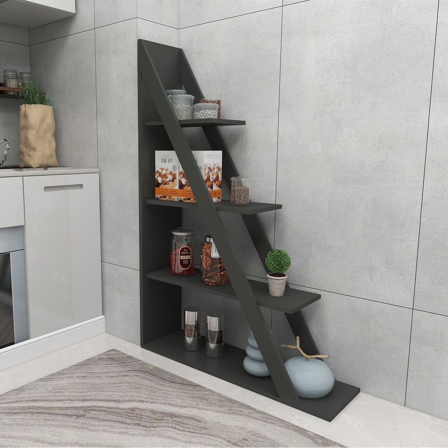 Bookcase Amando Ladder Bookcase - Dark Grey