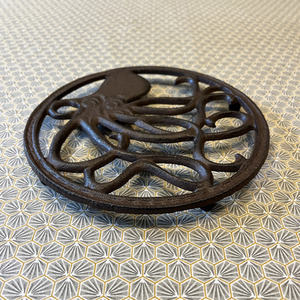 Cast Iron Round Octopus Themed Table Trivet
