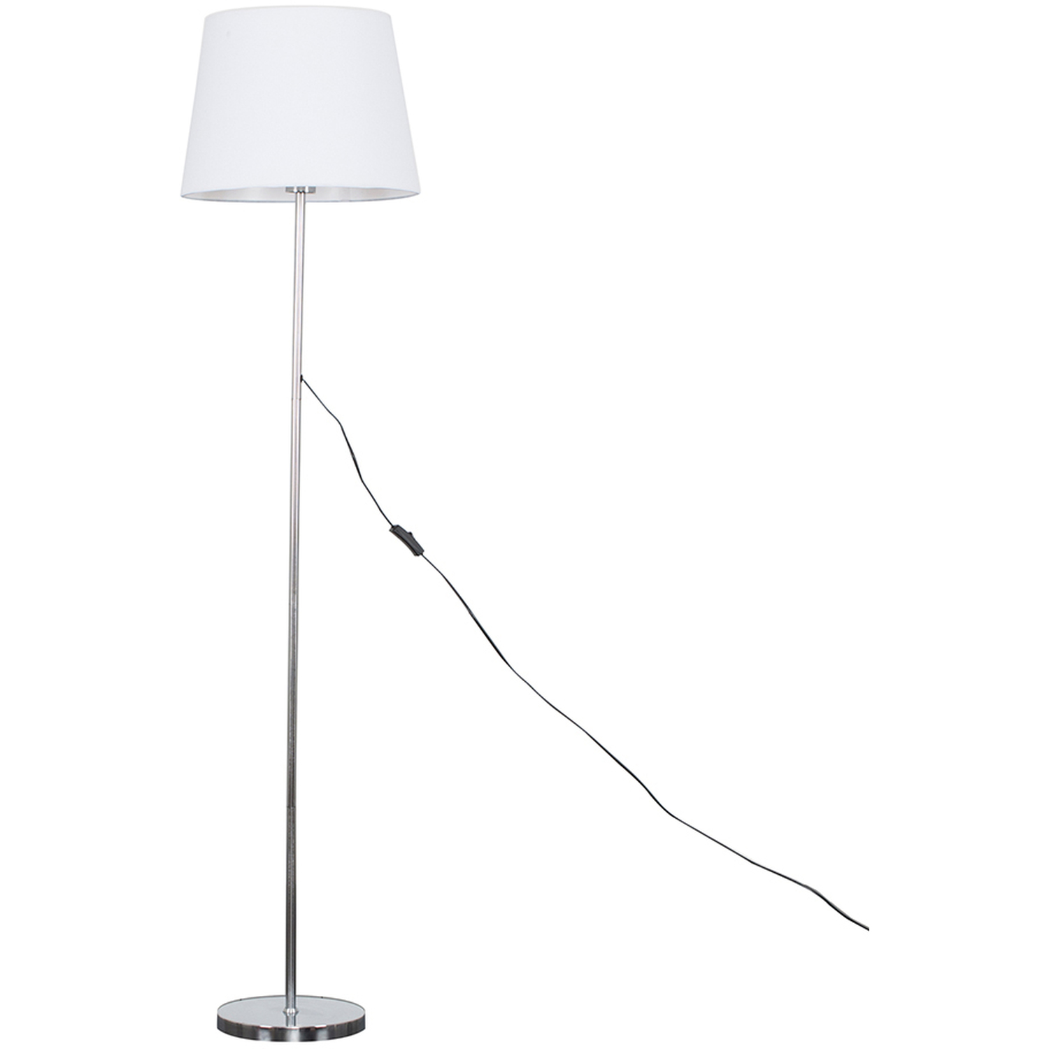 Charlie Silver Floor Lamp Large White Tapered Shade - Silver