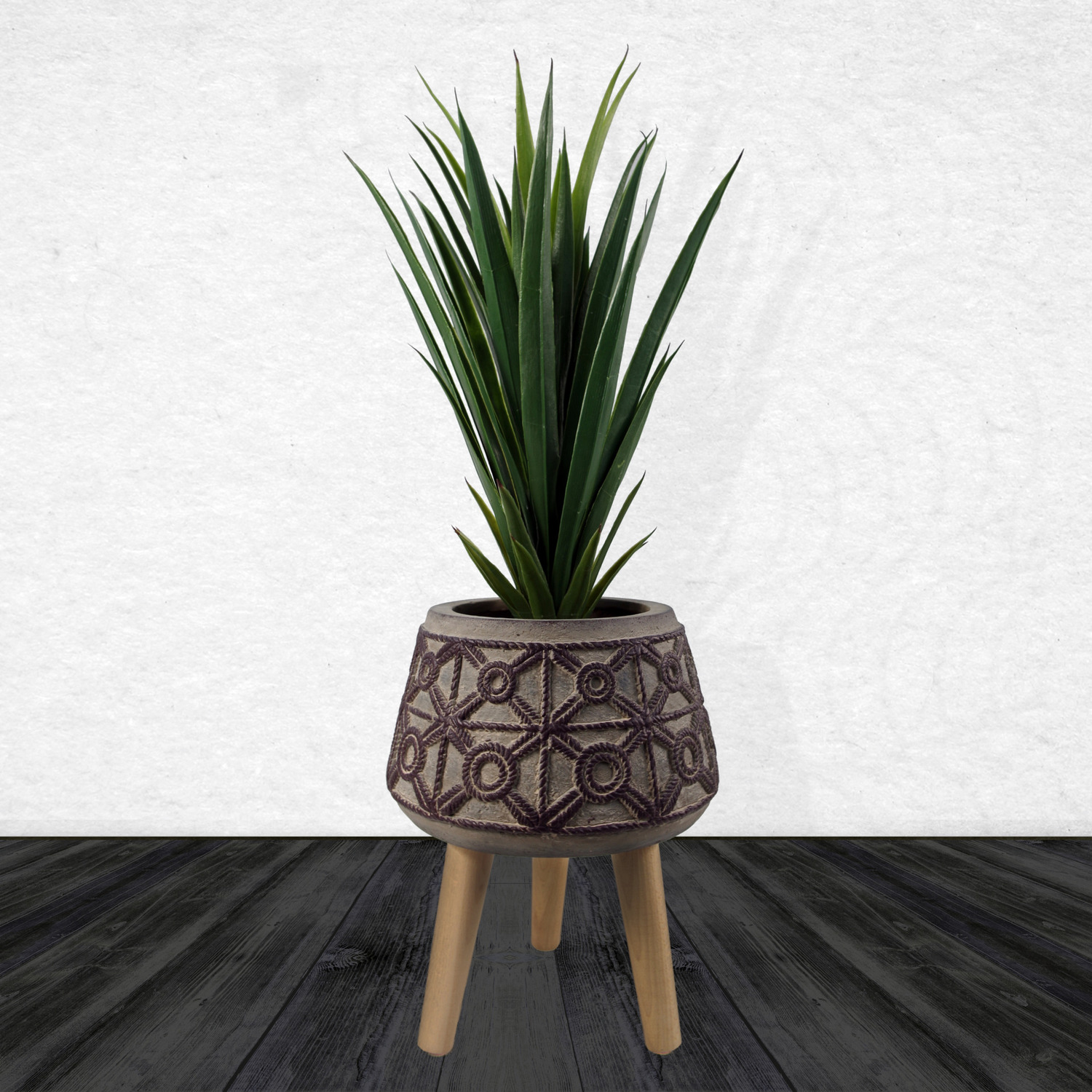 Embossed Composite Large Planter - Rope fibreglass composite