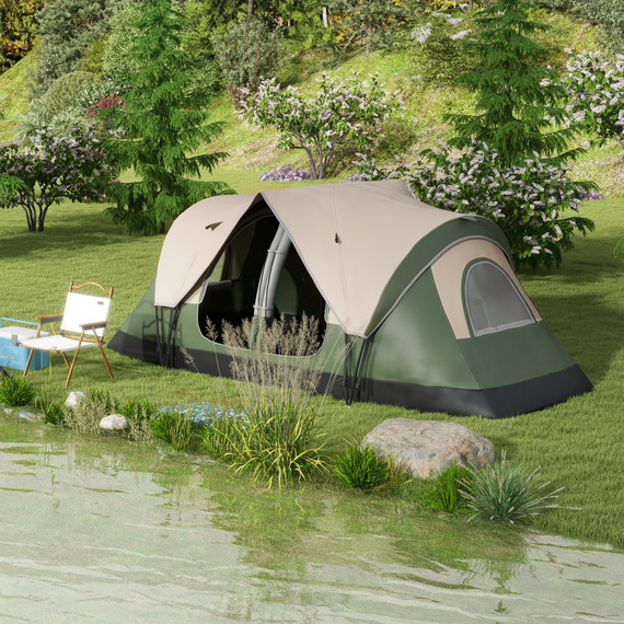 Outsunny Camping Tent with 2 Bedroom and Waterproof Rainfly