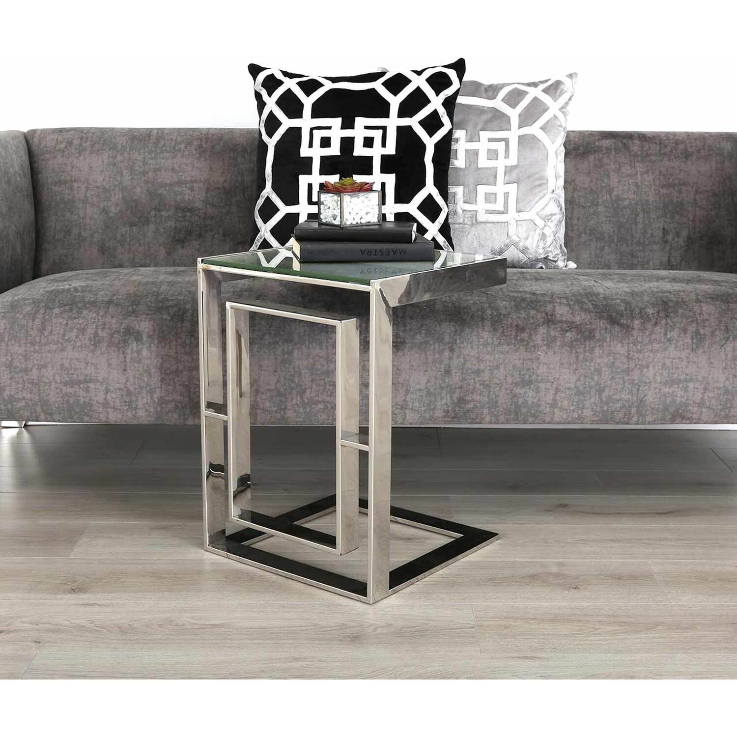 C-shape Sofa Table For Living Room Furniture - Clear