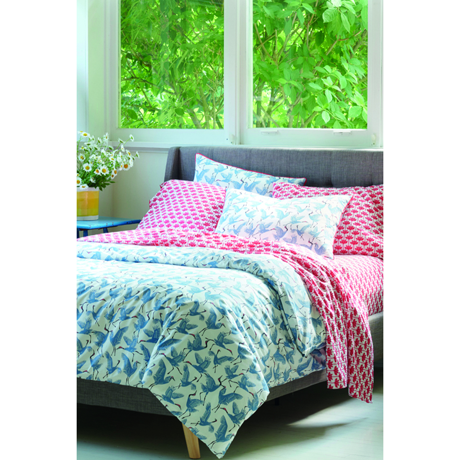Martex Family Of Cranes Duvet Cover Set - Blue Single