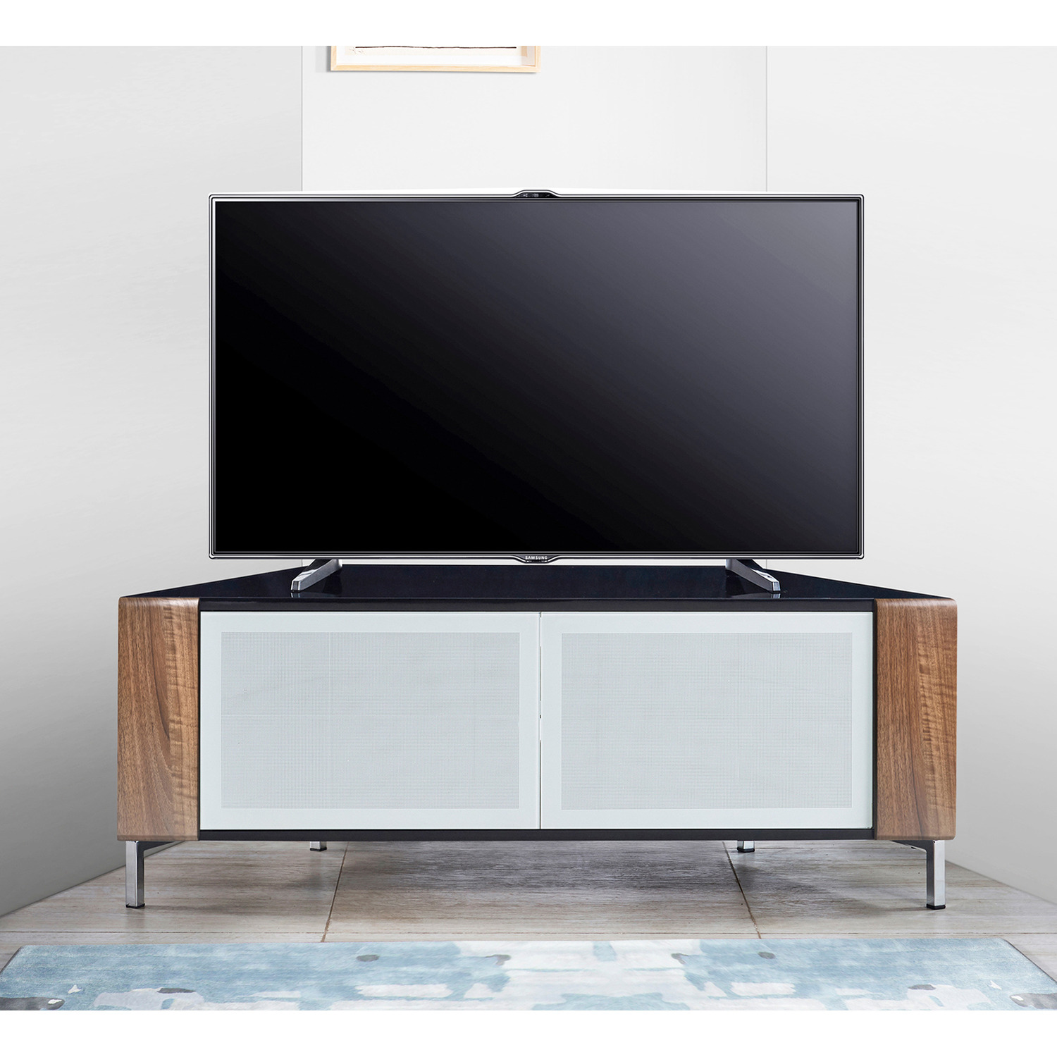 Corvus Corner-friendly Tv Cabinet Black - Walnut White