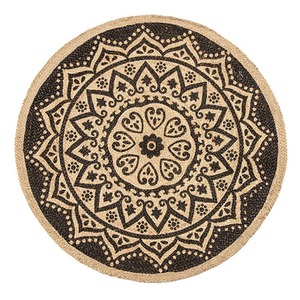Round Circle Jute Rug With Mandala Print