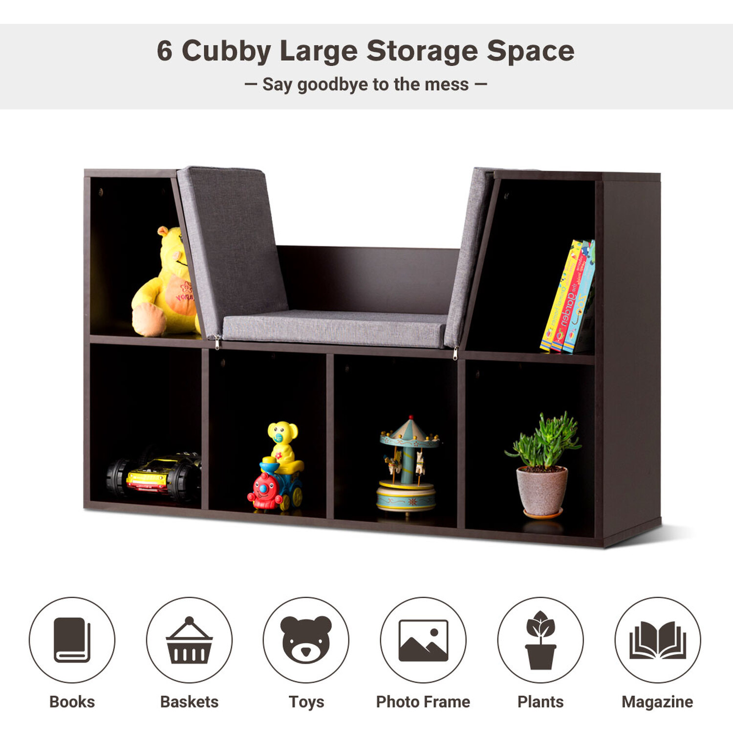 Larger Size Storage Organizer Bookcase - Brown