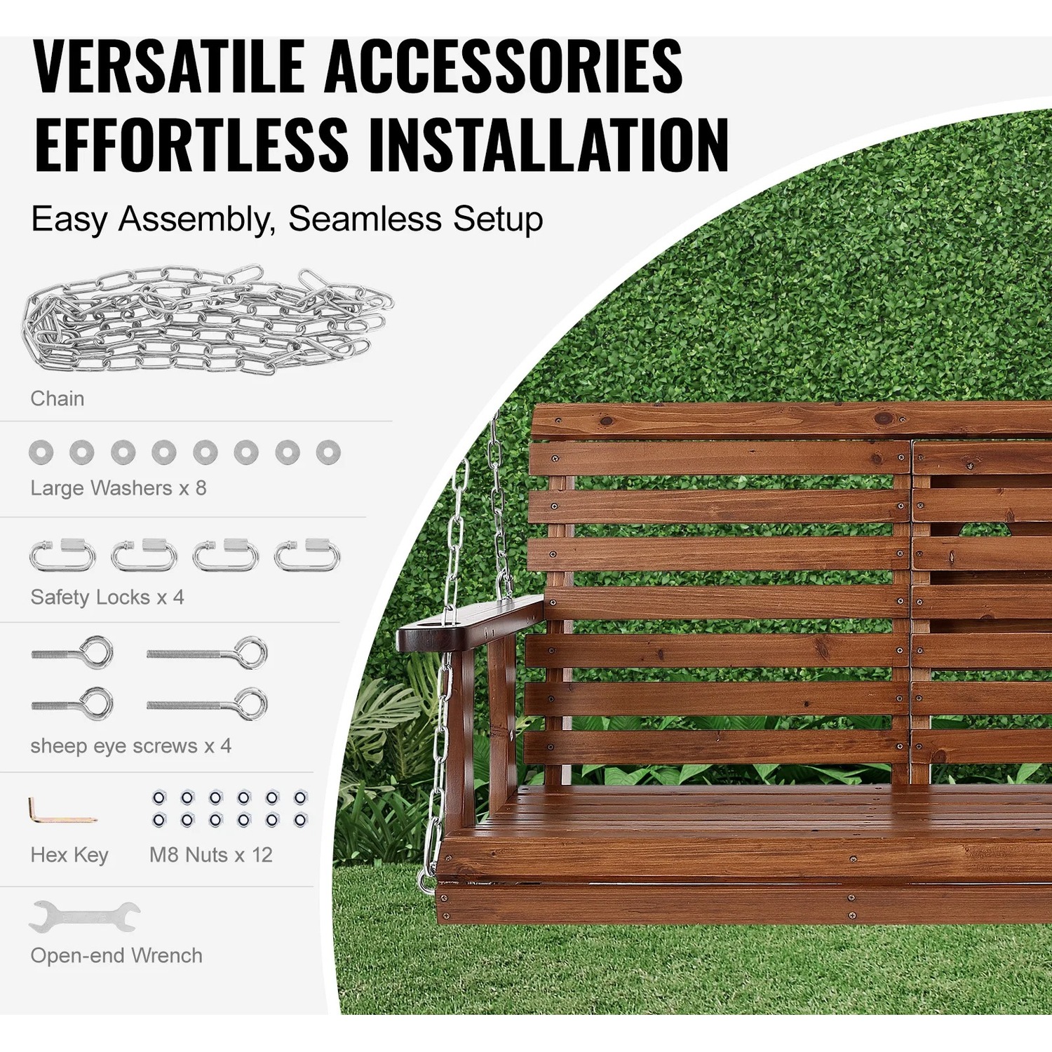 5ft Swing Chair Garden Bench - Brown