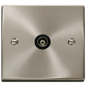 Satin  Brushed Chrome Single Isolated Coaxial Socket