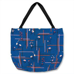 Flowers With Check Grid For Fashion Tote bag