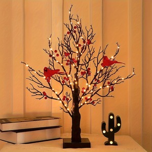 Pre Lit Birch Christmas Tree with Lights And Birds