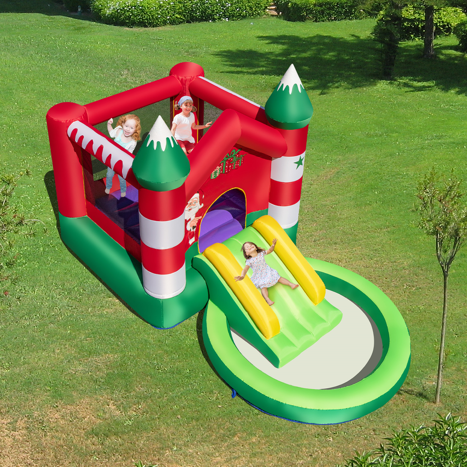 Christmas Themed Kids Inflatable Castle With Blower