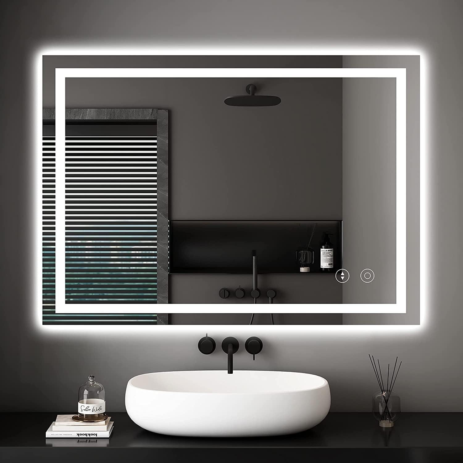 Bathroom Mirror with LED Lights - Silver / 600*800mm (Dimmbar + 3 Farbe) thumbnail
