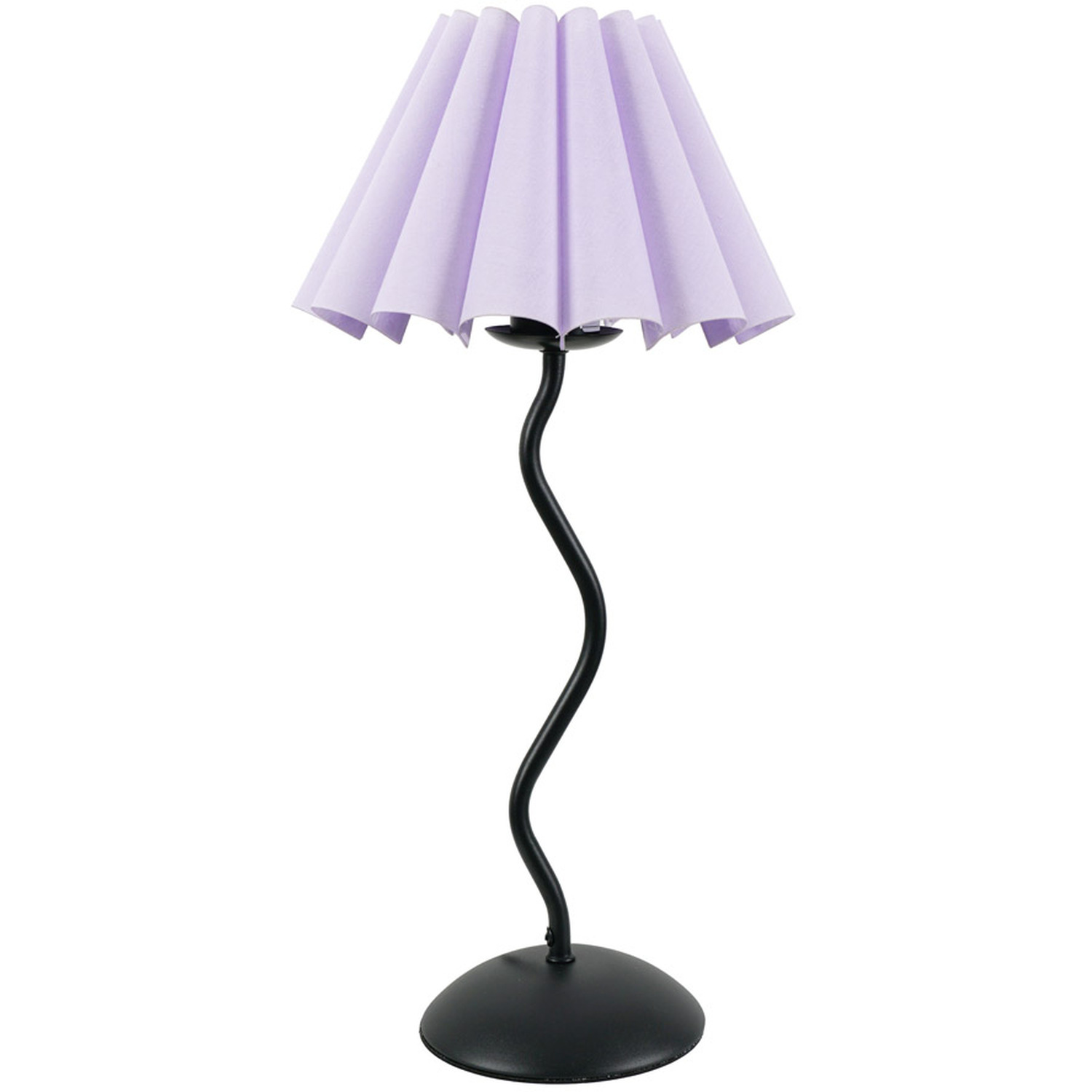 Wiggle Black Metal Single Stem Table Lamp with Scallop Tapered Lamp Shade - Lilac / Bulb Included