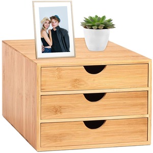 Bamboo A4 Office Desktop Tidy Storage Organiser Unit