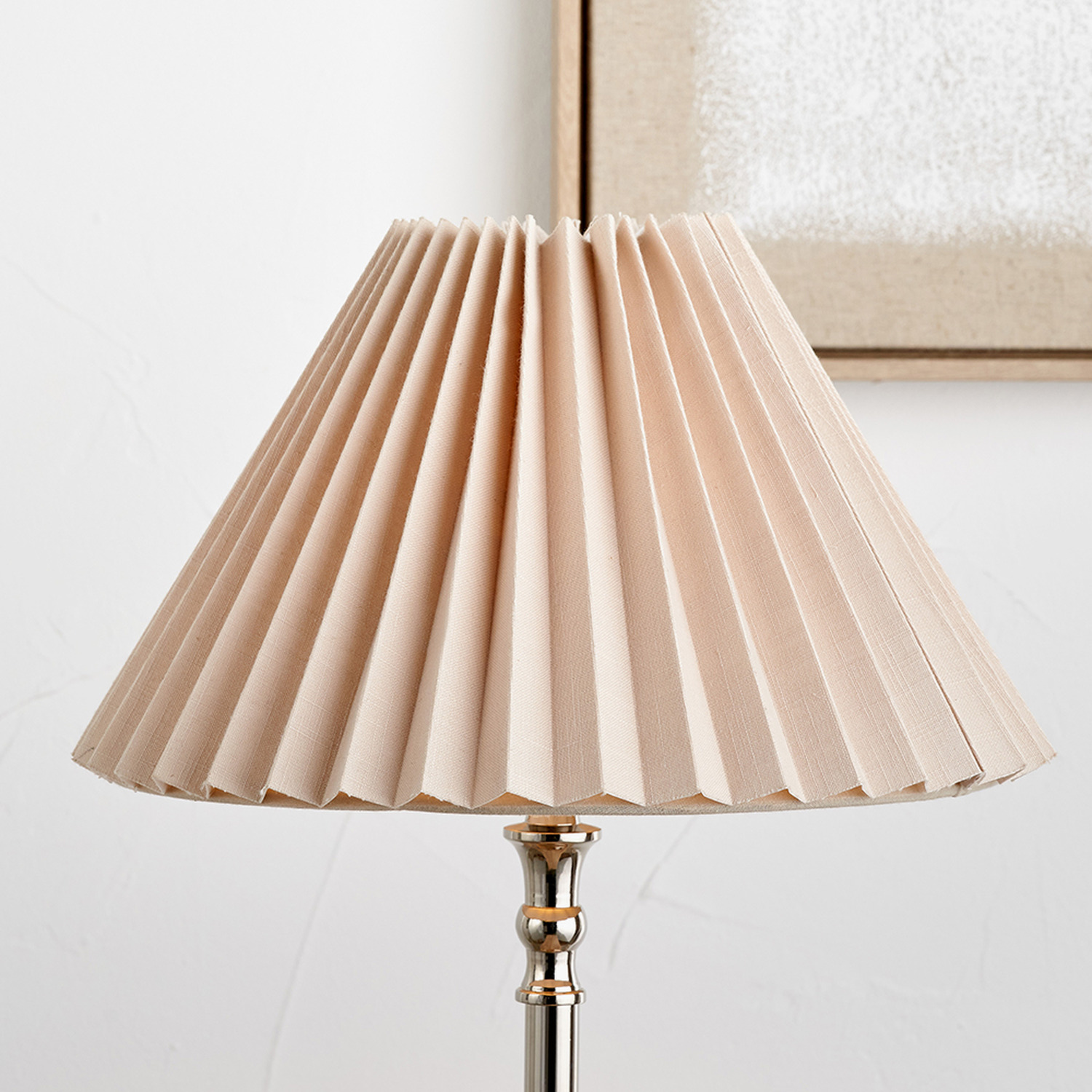 Image of Natural Linen Hard Pleat Tapered Lampshade&hellip;