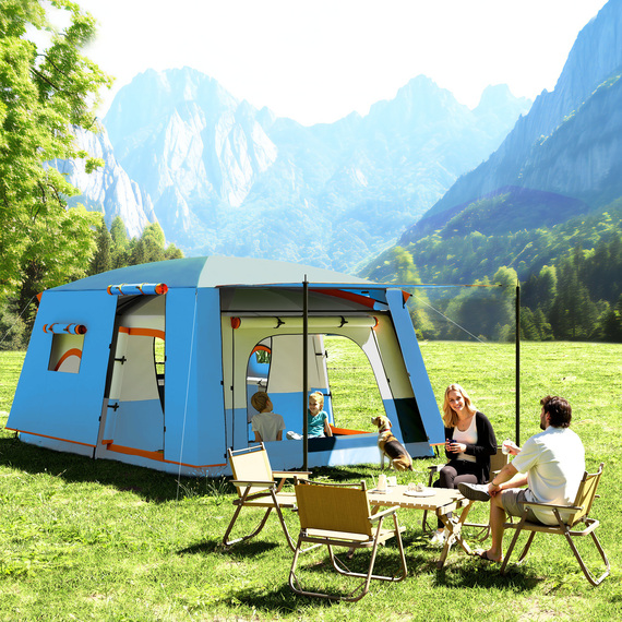 Outsunny 4-6 Man Camping Tent with 2 Bedroom and Porch