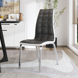 High-Back Faux Leather Dining Chair with Metal Legs