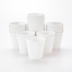 12oz White Disposable Coffee Cups Ripple Paper Cup