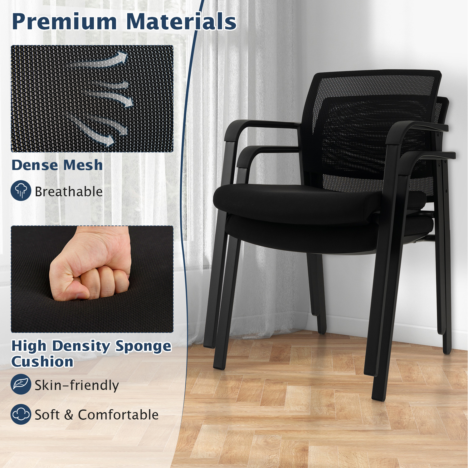 Set Of 2 Office Conference Chair - Black