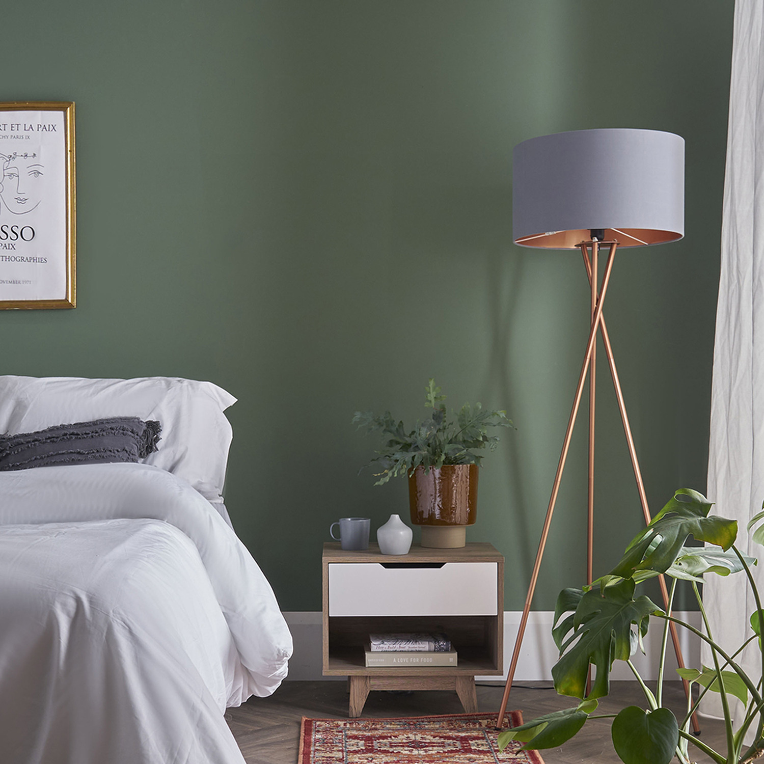 Image of Camden Copper Tripod Floor Lamp with&hellip;