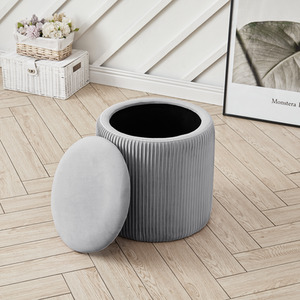 Cylindrical Pleated Storage Ottoman