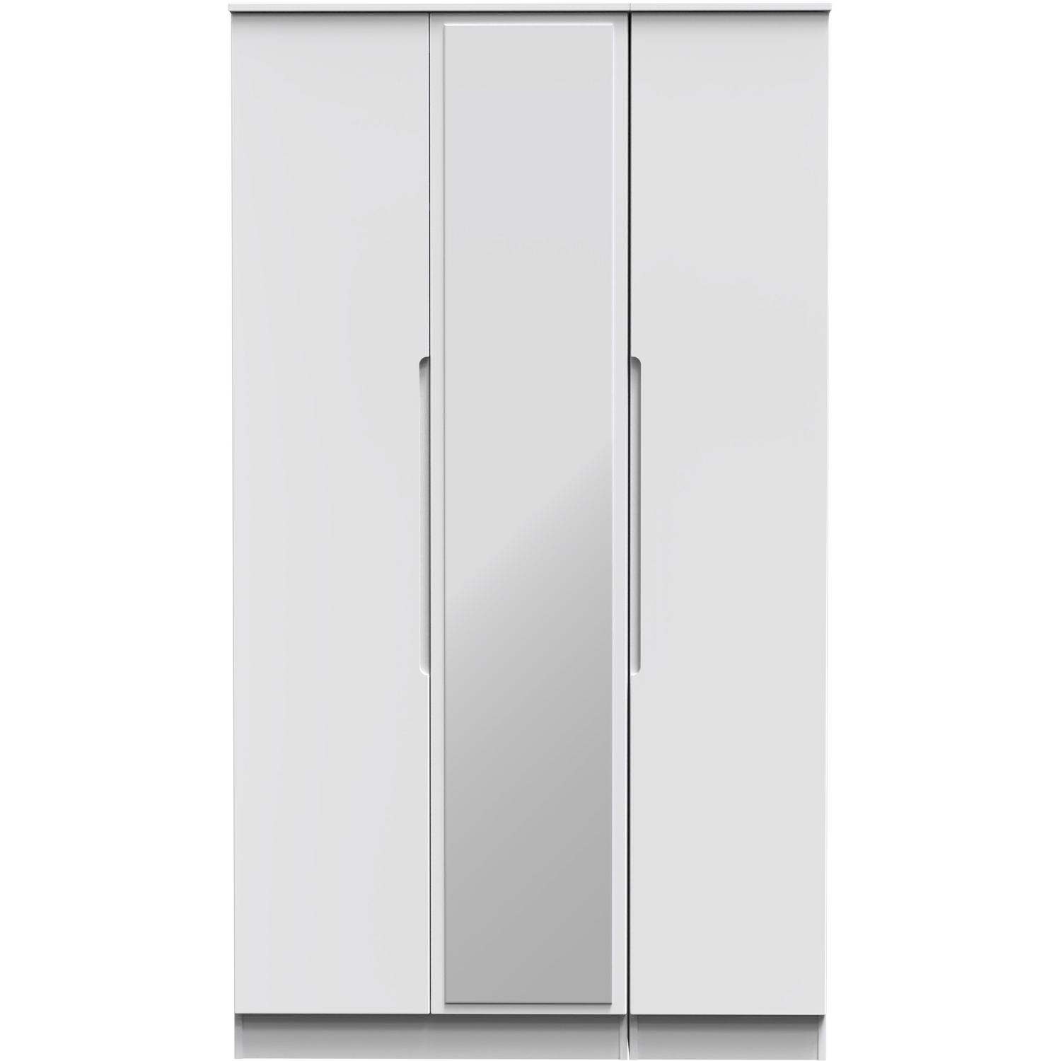 Milan Ready Assembled Tall Triple Mirror Wardrobe - White Gloss White Gloss Fronts Matt Carcass