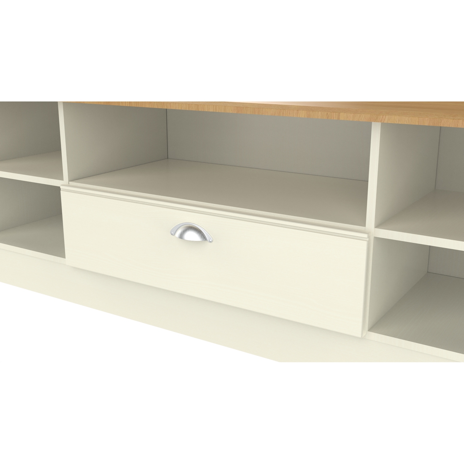 Victoria Ready Assembled Wide 1 Drawer Tv Media Unit - Cream Ash Riviera Oak