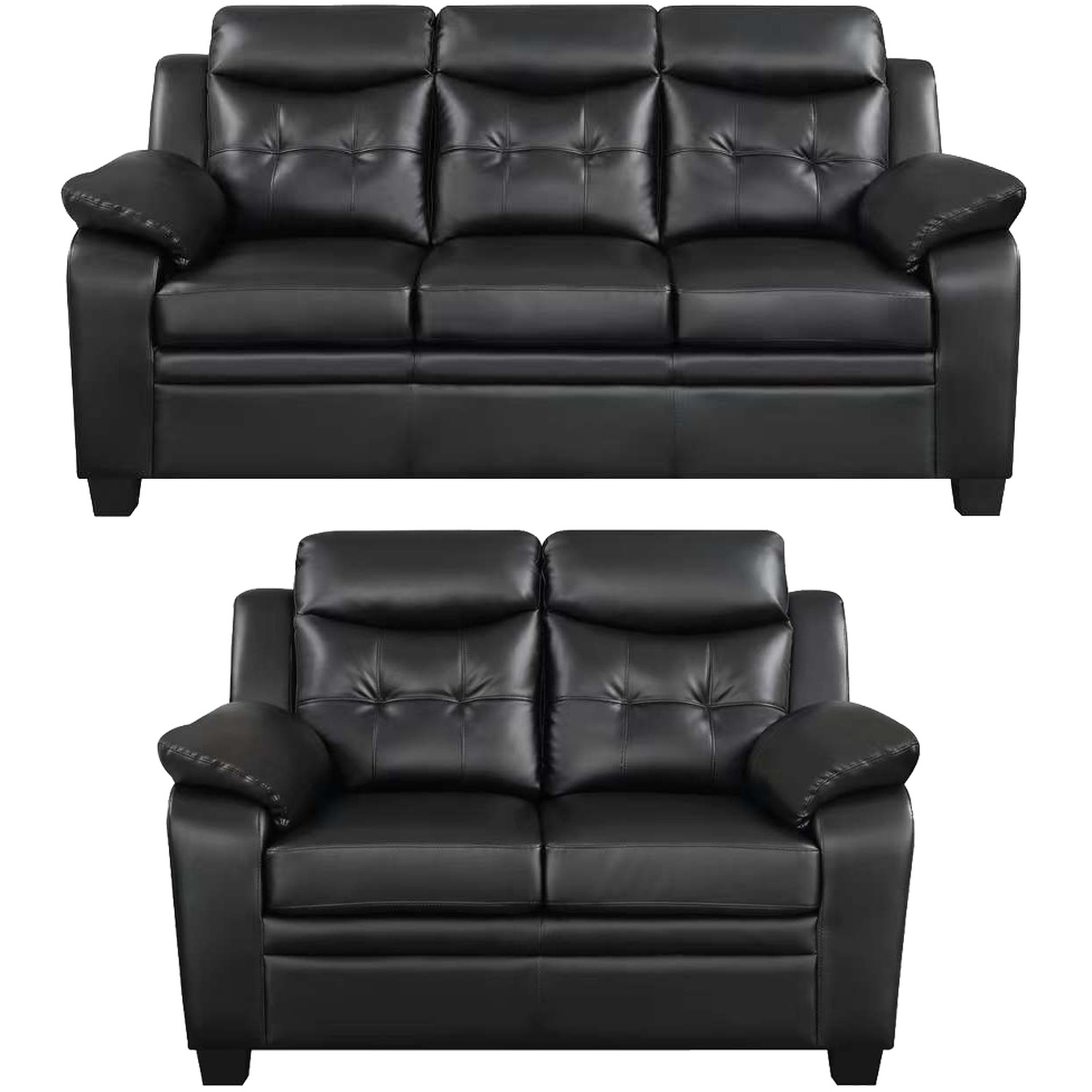 Arura Faux Leather 3 And 2 Seater Sofa Set - Black