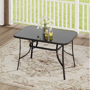 Tempered Glass Patio Table with Parasol Hole