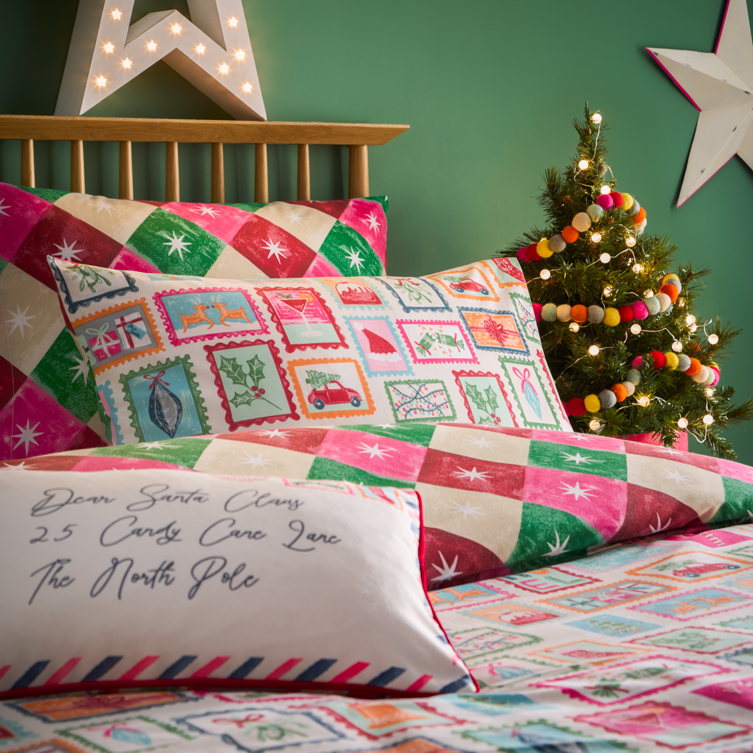 Dear Santa Printed Duvet Cover Set Double - Multicoloured