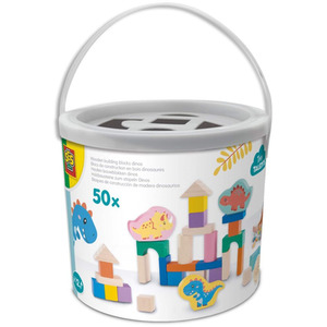 Wooden Building Blocks Dinos Bucket