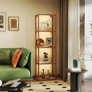 HOMCOM Dimmable Floor Lamp with Glass Shelves