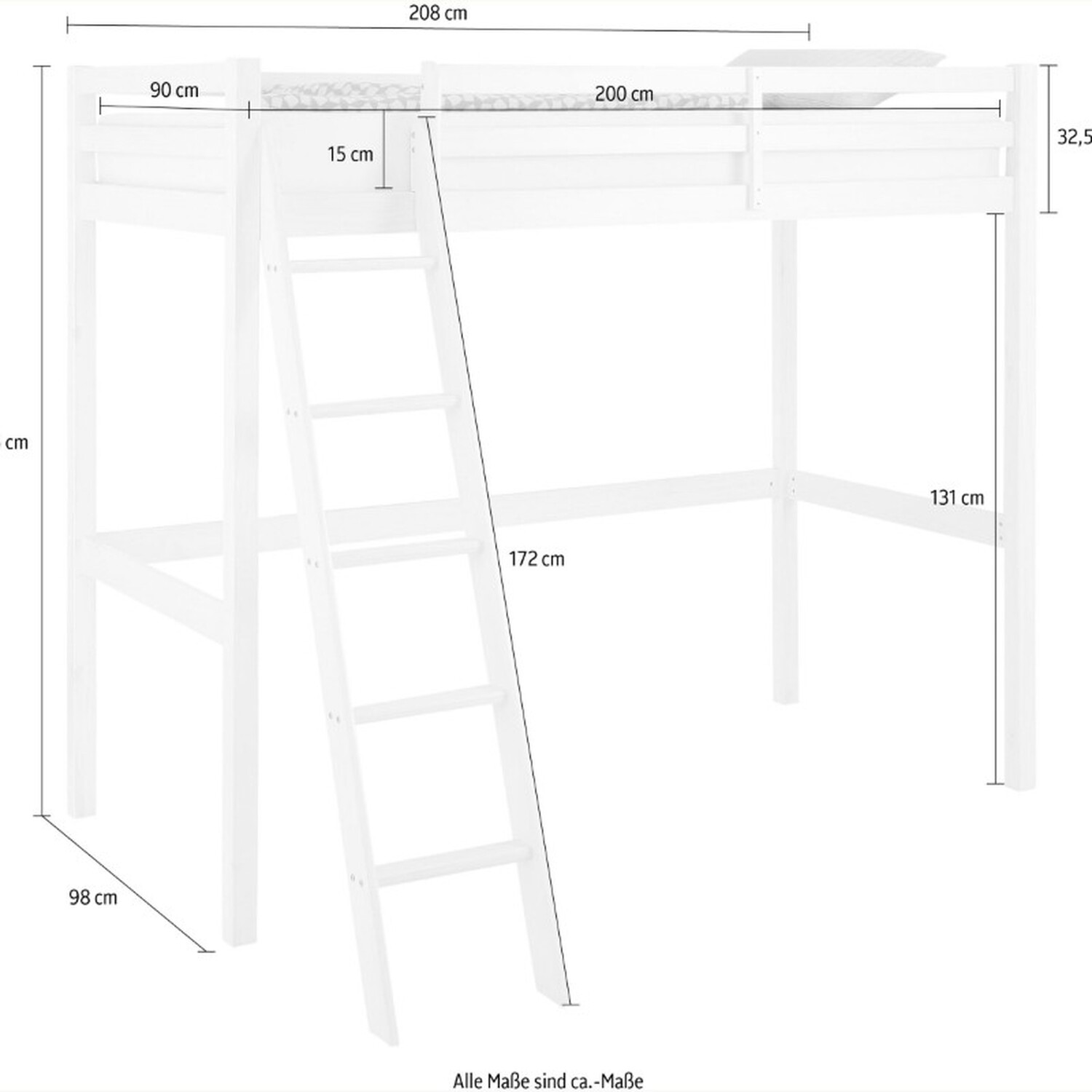Alpi Midsleeper Bed - Grey