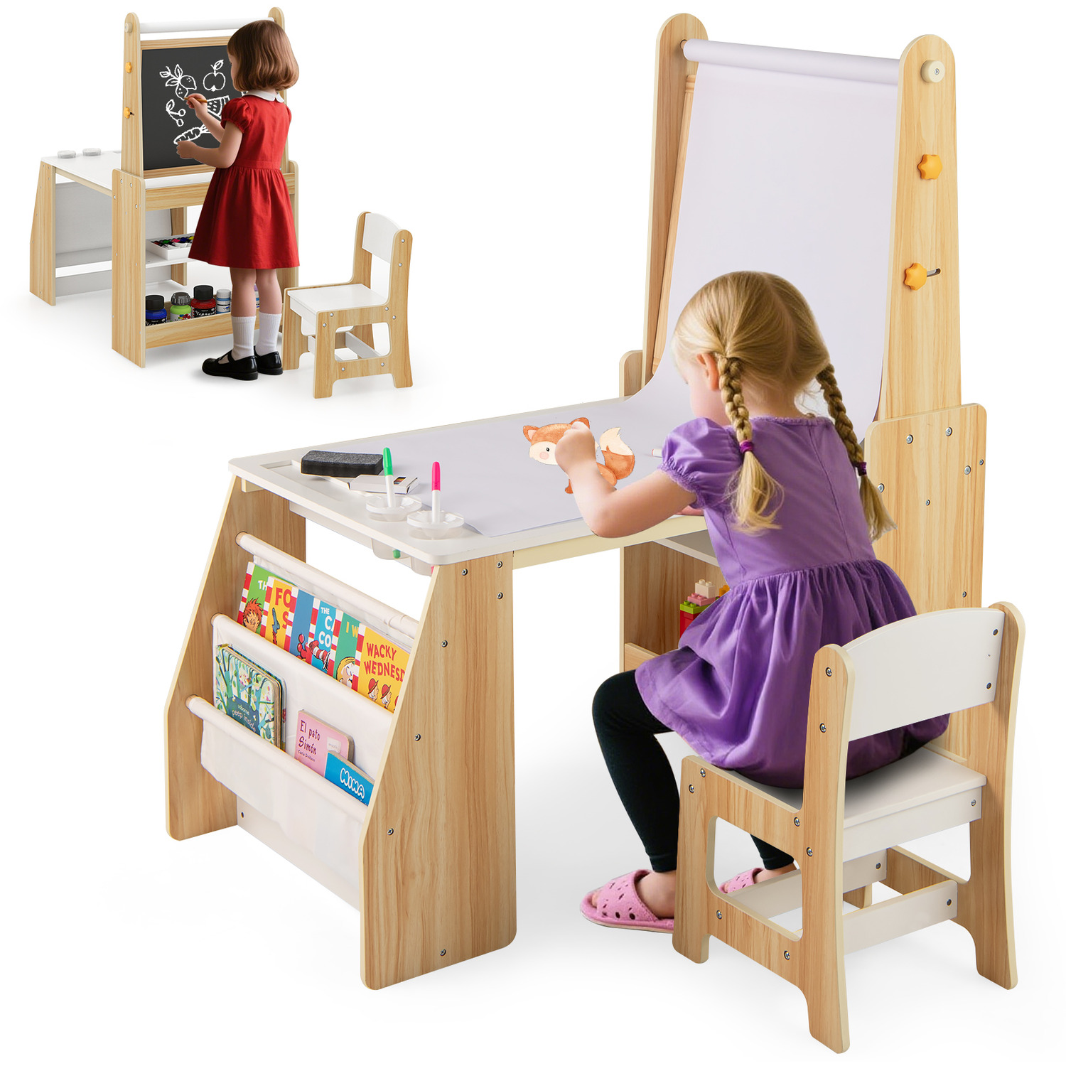 Kids Art Table Chair Set - Natural