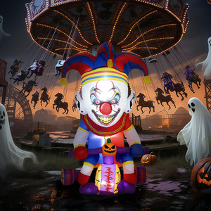 Outsunny Halloween Inflatable Clown on Bicycle