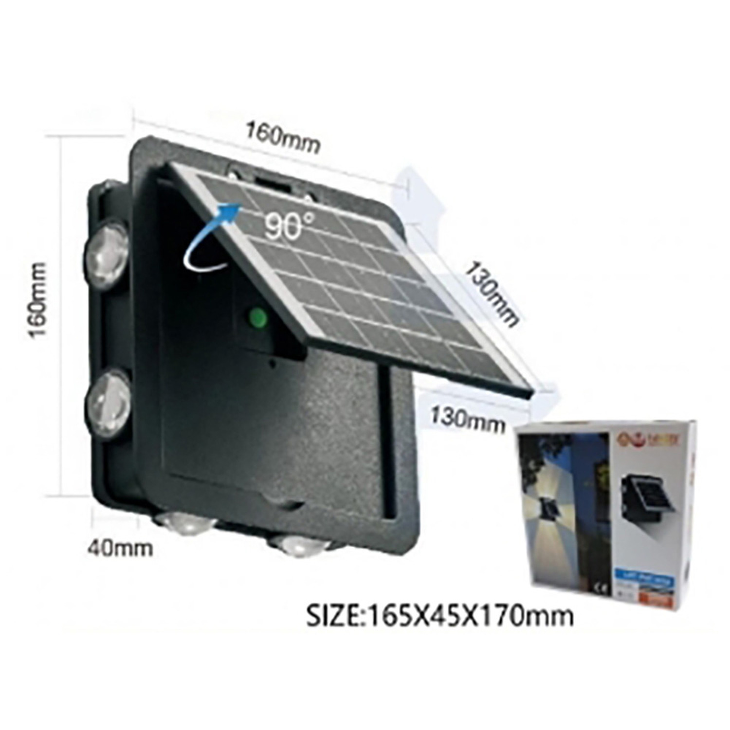 4-Way LED Solar Wall Light