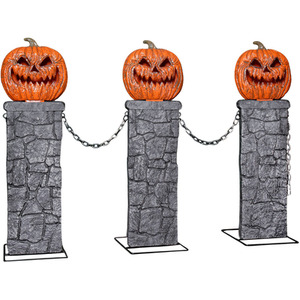 Set of 2 Light up Halloween Pumpkin Fence with LEDs