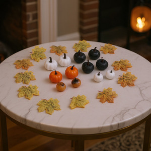 24 Piece Halloween Maple Leaves Pumpkins Ornament Set