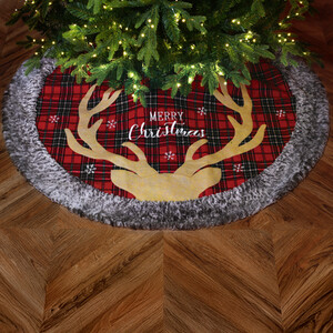 Tartan Reindeer Tree Skirt