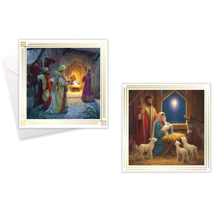 20 Christmas Cards Traditional Nativity Greeting With Envelopes