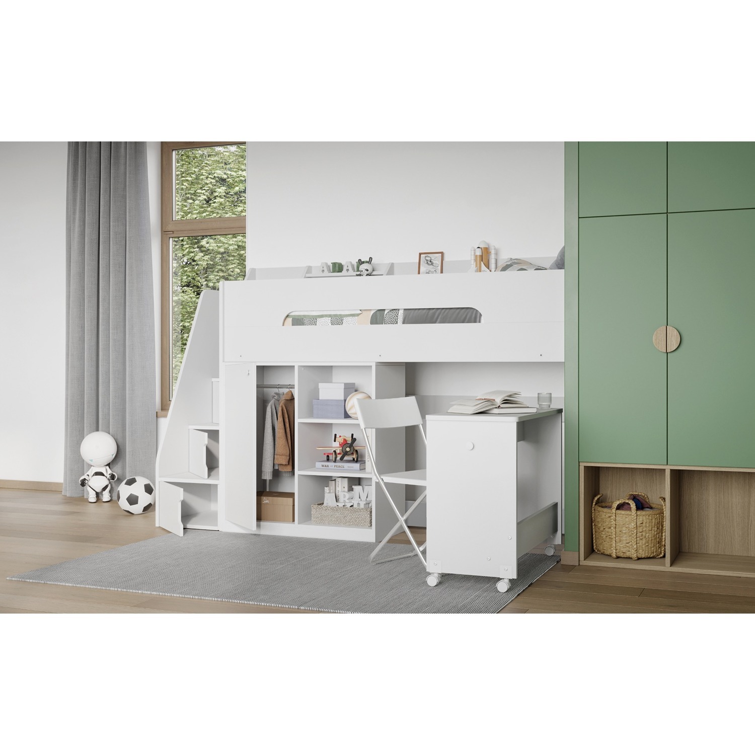 Stepaside High Sleeper Workstation White - White