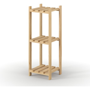 Narrow Slatted Storage Unit, Solid Pine Wood, Natural Sanded