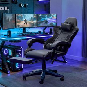 Ergonomic Design Height Adjustable Gaming Chair with Footrest and Lumbar Cushion