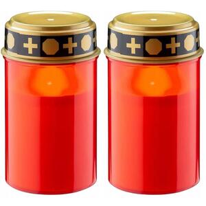 Set of 2 LED Grave Candle Battery Operated Outdoor Use Flickering Light