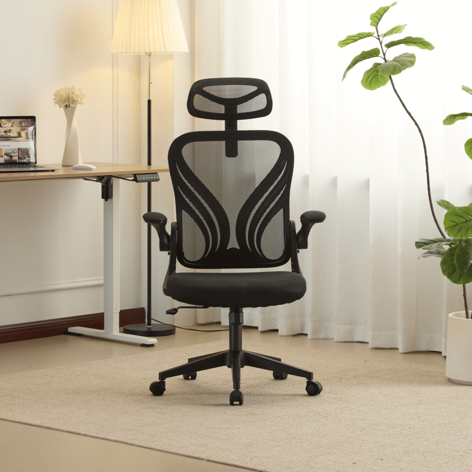 Ascend Adjustable Ergonomic Mesh Back Black Office Chair - Black
