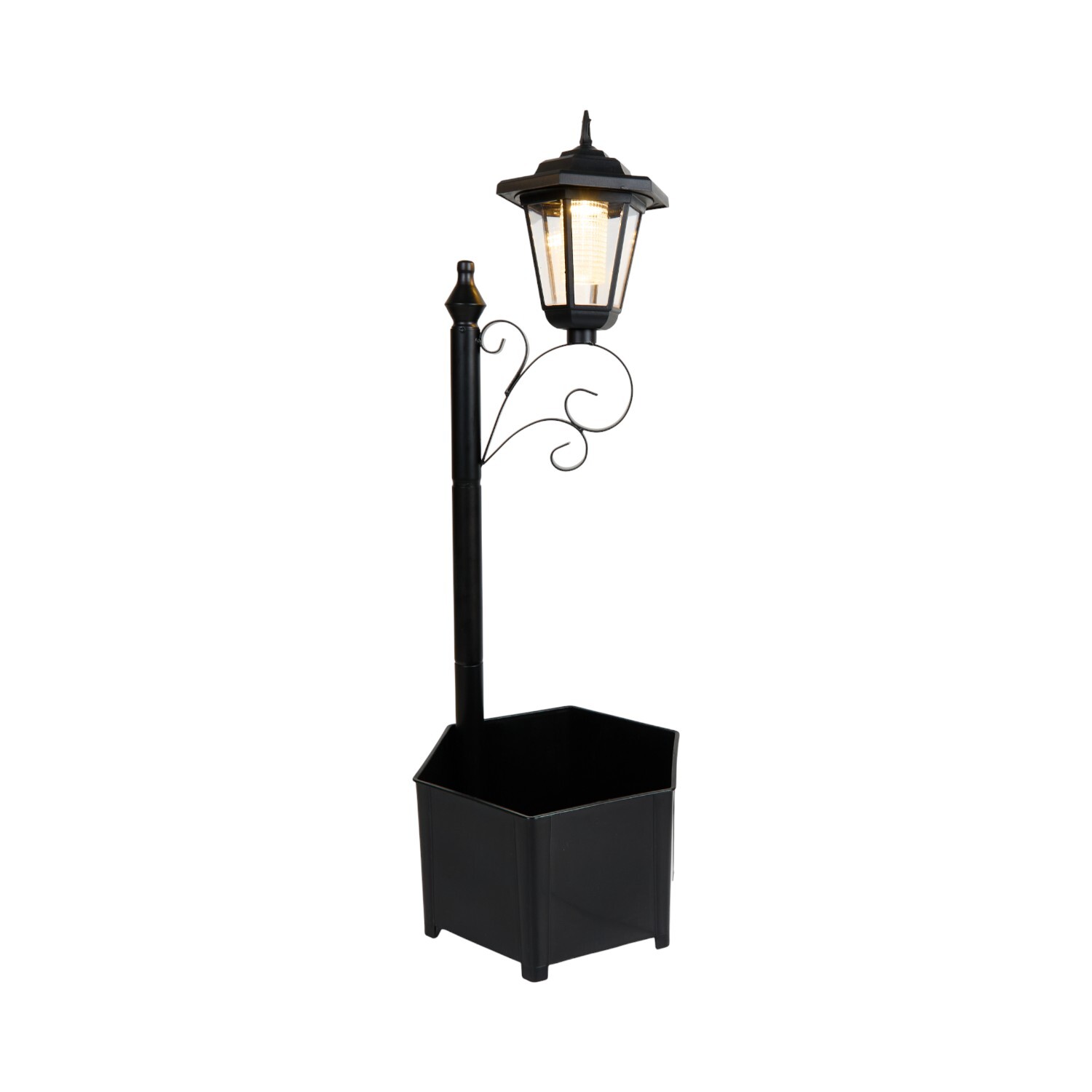 Solar Plant Pot Post Light - Black