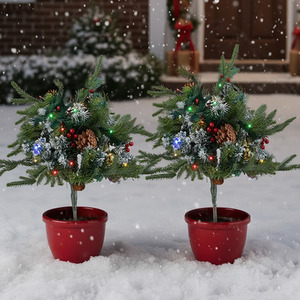 Set of 2 Snow-Frosted LED Christmas Outdoor Indoor Bushes