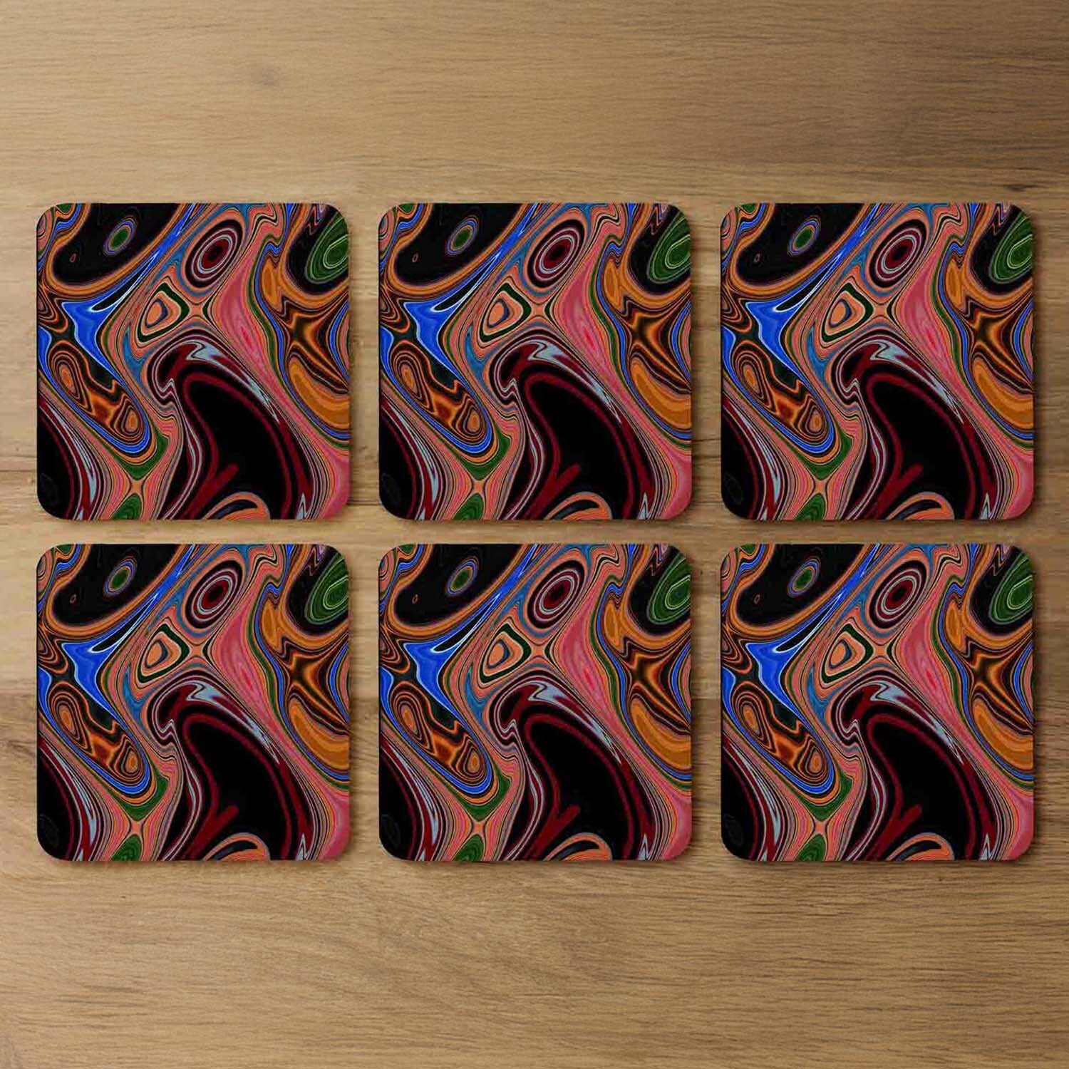 Image of Pyschedelic Marble Pattern Coaster - Orange