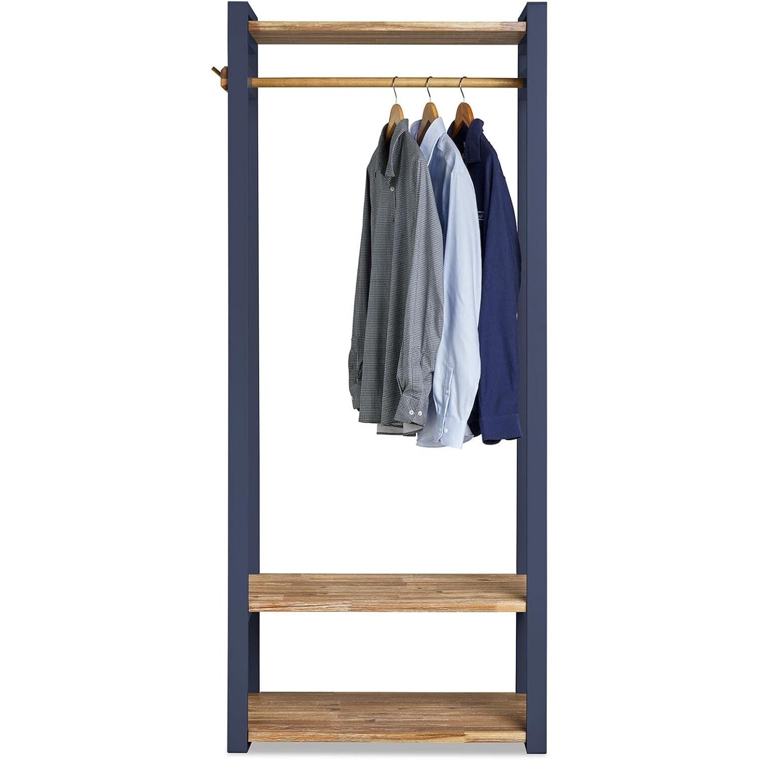 Florence Open Wardrobe With Shelves Rail And Hooks - Navy Blue